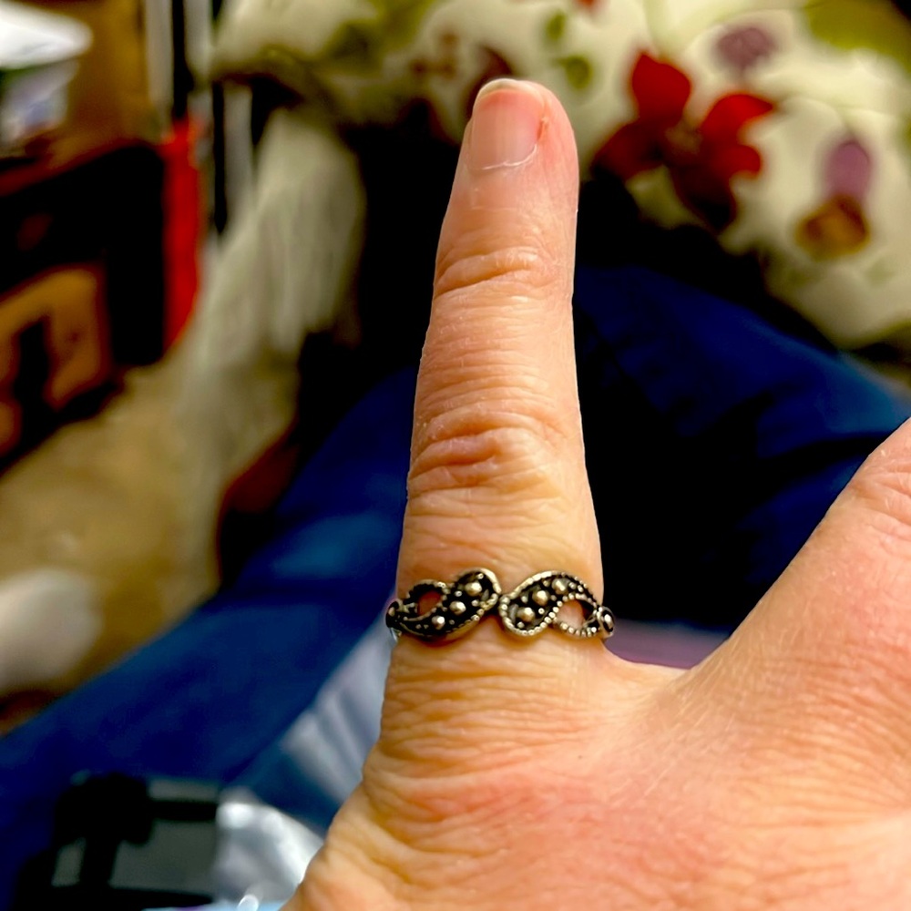 New, Size 7, Ring, Nickel Color, Paisley Pattern Custom Jewelry